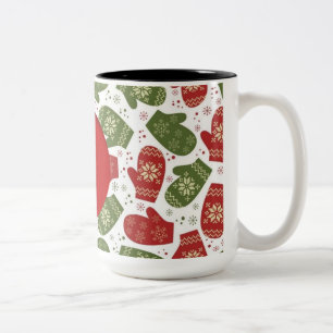 Personalisierte Weihnachts-Mittens-Muster-Tasse Zweifarbige Tasse