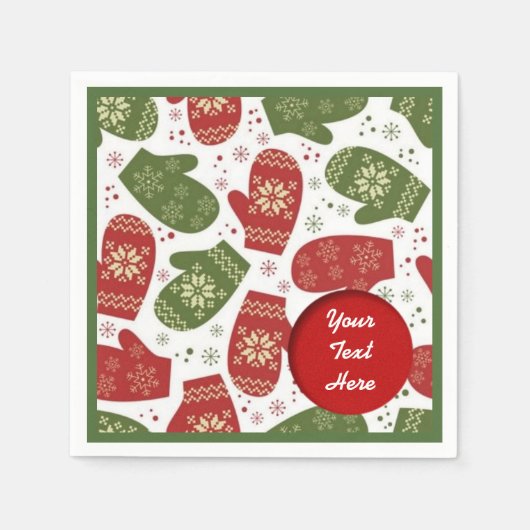 Personalisierte Weihnachts-Mittens Pattern Napkins Serviette (Vorderseite)
