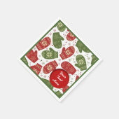 Personalisierte Weihnachts-Mittens Pattern Napkins Serviette (Ecke)