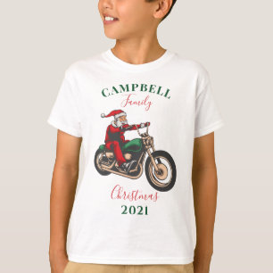 Personalisierte Weihnachts-Motorradfahrer-Familien T-Shirt
