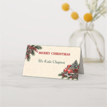 Personalisierte Weihnachts-Namensplatzkarte im Far