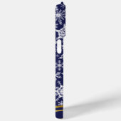Personalisierte Weihnachts-Navy Blue-Gold-Schneefl Case-Mate iPhone Hülle (Rückseite / Rechts)