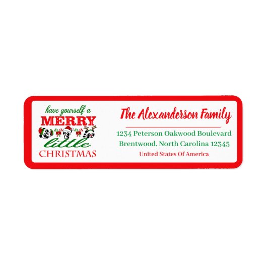 Personalisierte Weihnachts-Pandas-Adresslisten (Vorne)