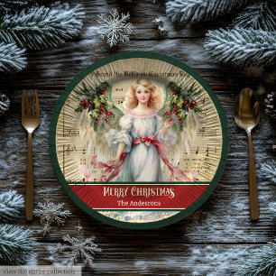Personalisierte Weihnachts-Papierplatten Engel-Fei Pappteller