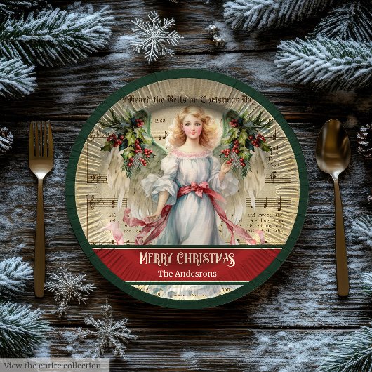 Personalisierte Weihnachts-Papierplatten Engel-Fei Pappteller