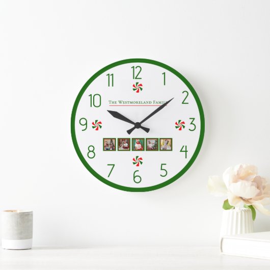 Personalisierte Weihnachts Peppermint Candy Große Wanduhr (Zuhause)