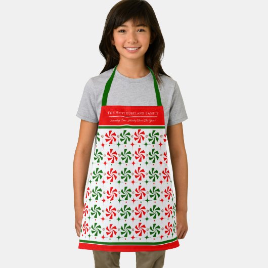 Personalisierte Weihnachts Peppermint Candy Schürze (Insitu)