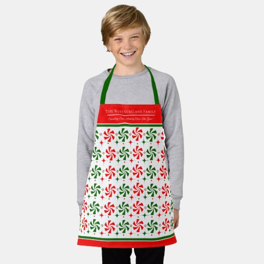 Personalisierte Weihnachts Peppermint Candy Schürze (Getragen)