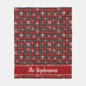 Personalisierte Weihnachts-Rot-Schwarze-Karo-Schne Fleecedecke (Vorderseite)
