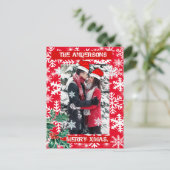 Personalisierte Weihnachts-Schneeflocken-Einladung Postkarte (Stehend Vorderseite)