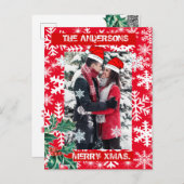 Personalisierte Weihnachts-Schneeflocken-Einladung Postkarte (Vorne/Hinten)