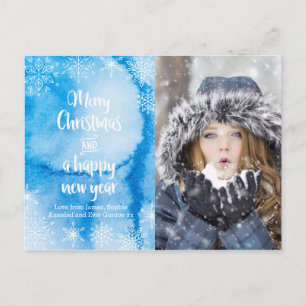Personalisierte Weihnachts-Schneeflocken-Foto-Post Feiertagspostkarte