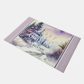 Personalisierte Weihnachts-Schneeszene Fußmatte (Schrägansicht)