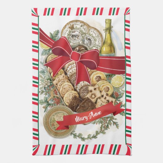 Personalisierte Weihnachts-Schokolade & Kekse Geschirrtuch (Vertikal)