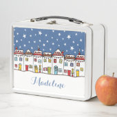 Personalisierte Weihnachts-Snow Street-Szene Metall Brotdose (Beispiel)