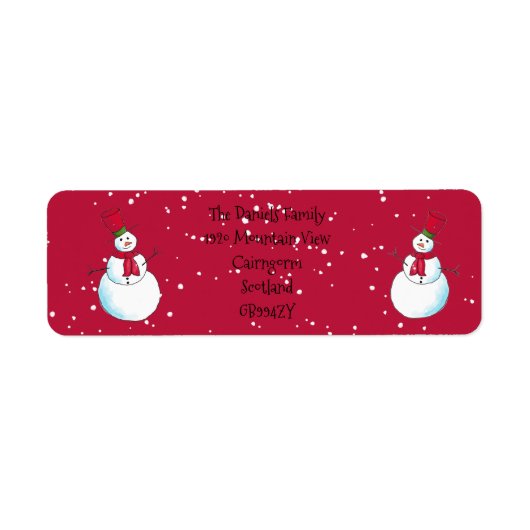 Personalisierte Weihnachts-Snowman-Rücksendeadress (Vorne)