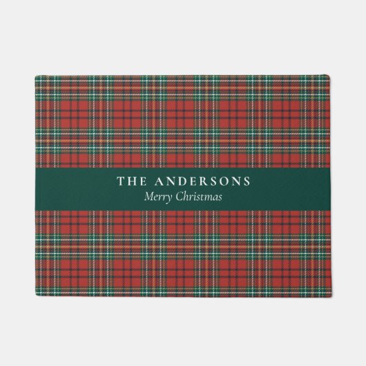 Personalisierte Weihnachts-Tartan-Karodecke Willko Fußmatte (Vorderseite)