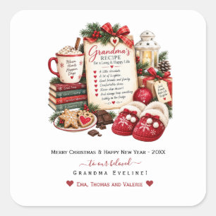 Personalisierte Weihnachts- und Neujahrskarte für Quadratischer Aufkleber