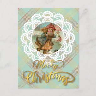 Personalisierte Weihnachts-Vintage-Postkarte Postkarte