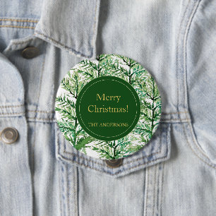 Personalisierte Weihnachts-Wasserfarben-Kunstbaum Button