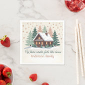 Personalisierte Weihnachts-Winterhütte Serviette (Beispiel)
