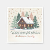 Personalisierte Weihnachts-Winterhütte Serviette (Vorderseite)