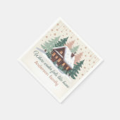 Personalisierte Weihnachts-Winterhütte Serviette (Ecke)