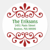 Personalisierte Weihnachtsadressen Runder Aufkleber (Vorderseite)