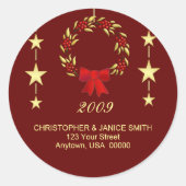 Personalisierte Weihnachtsadressen Runder Aufkleber (Vorderseite)
