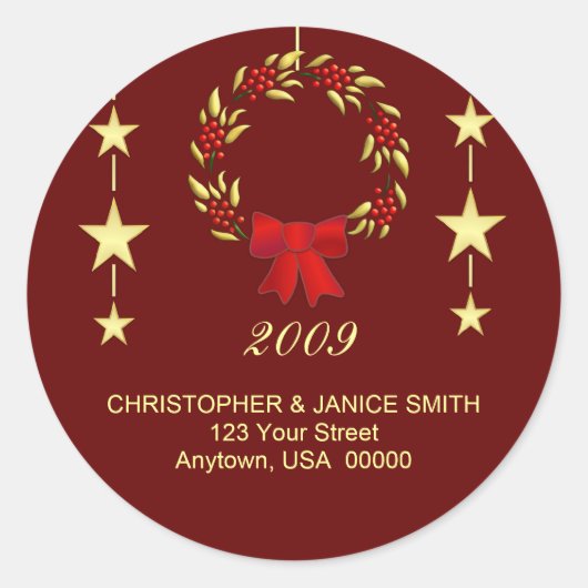 Personalisierte Weihnachtsadressen Runder Aufkleber (Vorderseite)