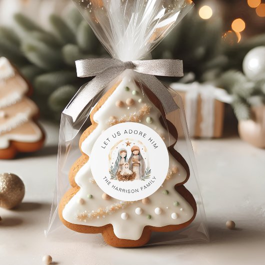 Personalisierte Weihnachtsaufkleber für religiöse Runder Aufkleber