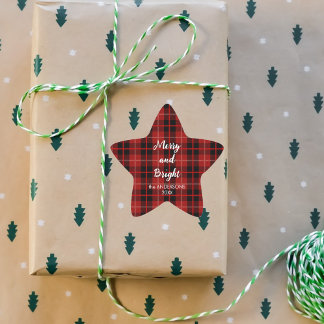 Personalisierte Weihnachtsaufkleber roter Stern Stern-Aufkleber