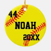 Personalisierte Weihnachtsbaseballschmuck Keramik Ornament (Hinten)