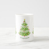 Personalisierte Weihnachtsbaum-Knochen-China Tasse (Vorderseite)