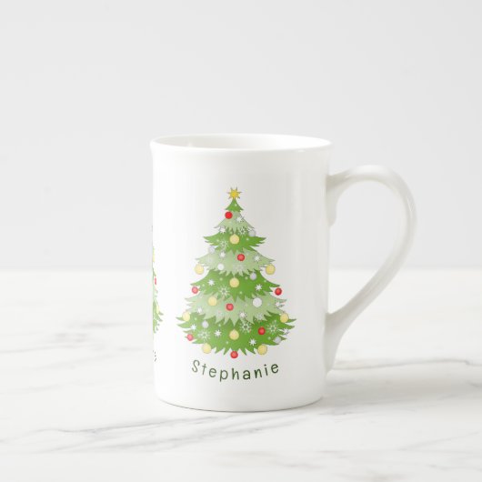 Personalisierte Weihnachtsbaum-Knochen-China Tasse (Rechts)