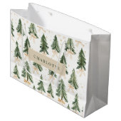 Personalisierte Weihnachtsbaum-Name-Geschenktasche Große Geschenktüte (Vorderseite Schrägansicht)