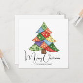 Personalisierte Weihnachtsbaum-Patchwork-Drucke Karte (Vorderseite/Rückseite Beispiel)
