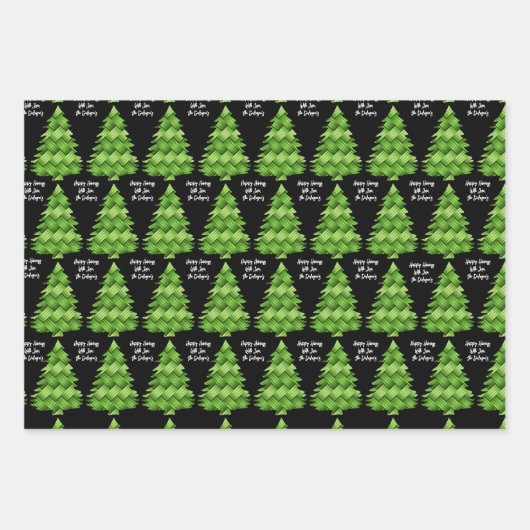 Personalisierte Weihnachtsbäume Geschenkpapier Set (Vorderseite 2)