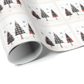 Personalisierte Weihnachtsbäume im Karomuster für Geschenkpapier (Rolleneckpunkt)