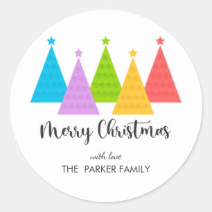 Personalisierte Weihnachtsbäume Runder Aufkleber