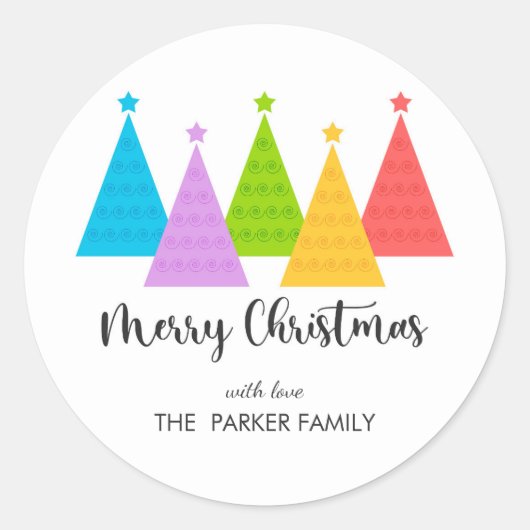 Personalisierte Weihnachtsbäume Runder Aufkleber (Vorderseite)