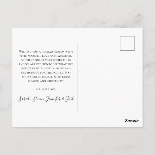 Personalisierte Weihnachtsbaumfamilie Postkarte (Rückseite)