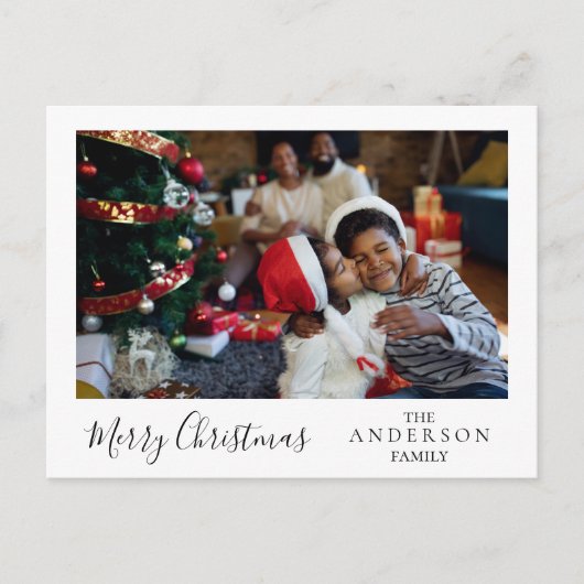 Personalisierte Weihnachtsbaumfamilie Postkarte (Vorderseite)