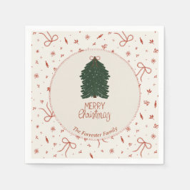 Personalisierte Weihnachtsbaumfamilie Serviette
