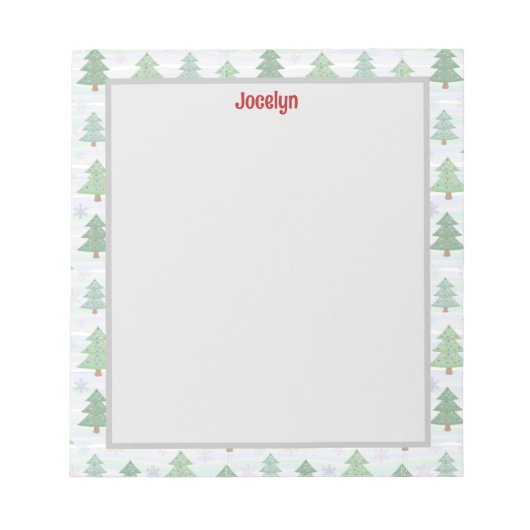 Personalisierte Weihnachtsbaumgrenze Notizblock (Vorderseite)