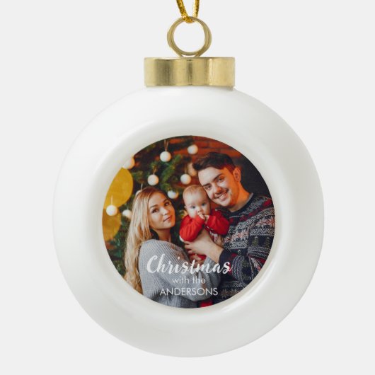 Personalisierte Weihnachtsbaumschmuck Keramik Kugel-Ornament (Vorderseite)