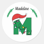 Personalisierte Weihnachtsbeleuchtung Anfangsaufkl Runder Aufkleber (Vorderseite)
