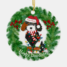 Personalisierte Weihnachtsbeleuchtung Bernedoodle