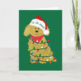 Personalisierte Weihnachtsbeleuchtung Goldendoodle Feiertagskarte