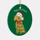 Personalisierte Weihnachtsbeleuchtung Goldendoodle Keramik Ornament (Rechts)